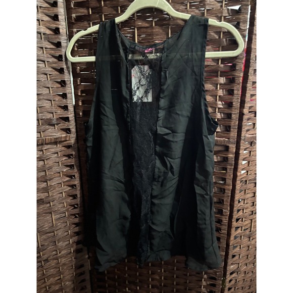 Pinc Tops - Pinc Black Lace Trim Sleeveless Tank Top Women's Size Medium Lined